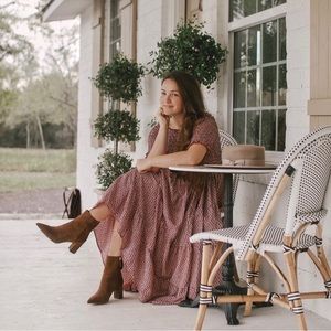Orange Creek || Red Floral smock dress